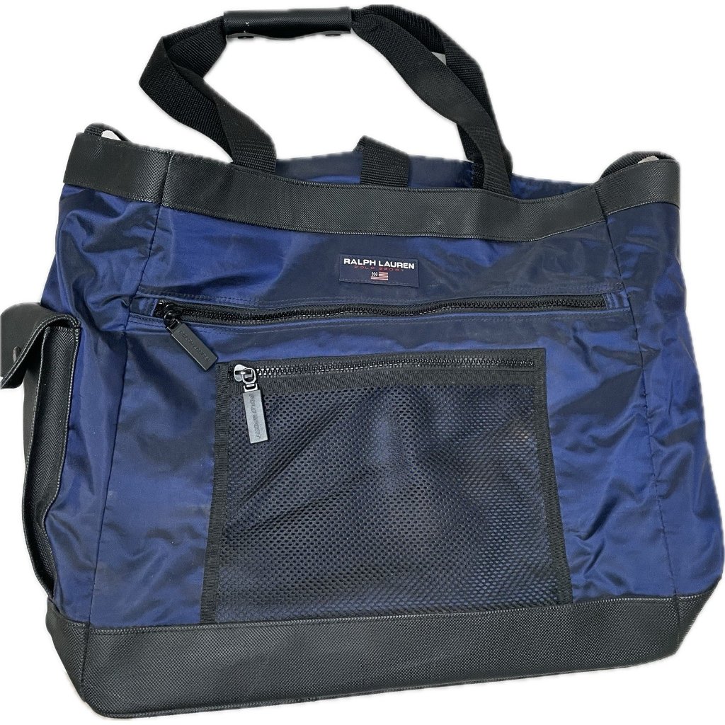 Polo Sport Ralph Lauren Vtg 90's Navy Blue Canvas Pocket Tote Bag